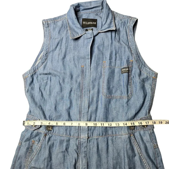 Wildfang Essential Chambray Sleeveless High Waisted Coverall Size: M - Picture 4 of 9